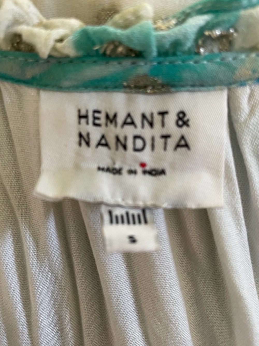 HEMANT & NANDITA Floral Georgette METALLIC MINI DRESS Size Small - Picture 2 of 16